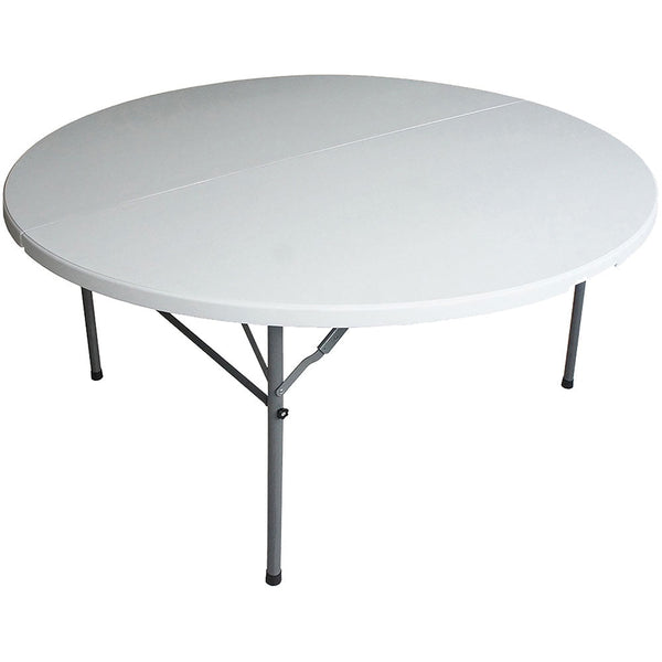 5 Foot Fold In Half Round Folding Banquet Table, White