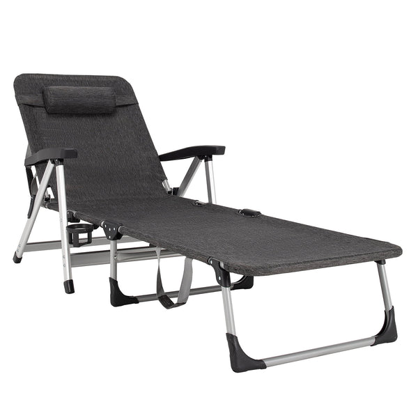 Folding Camping Cot, Adjustable 7-position Lounge Chair