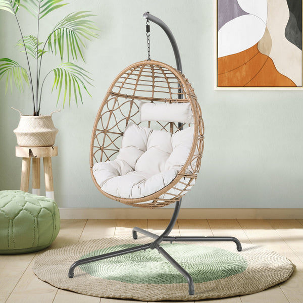 Hanging Chair Indoor Outdoor Wicker Basket Swing Hammock Egg Chair