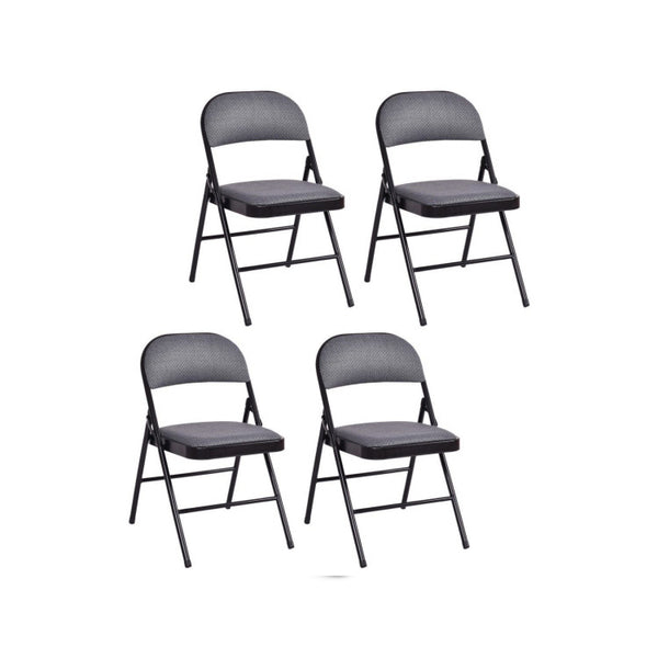 4 Pack Folding Chair Set with Upholstered Seat and Fabric Covered Backrest