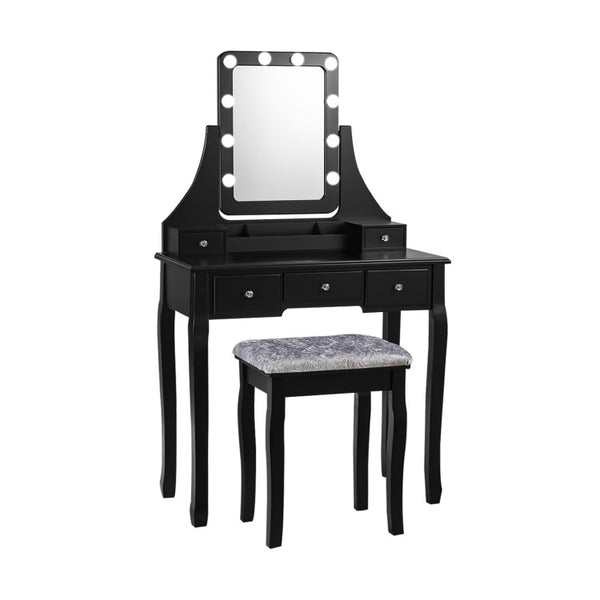 Vanity Dressing Table Set with 10 Dimmable Bulbs and Cushioned Stool